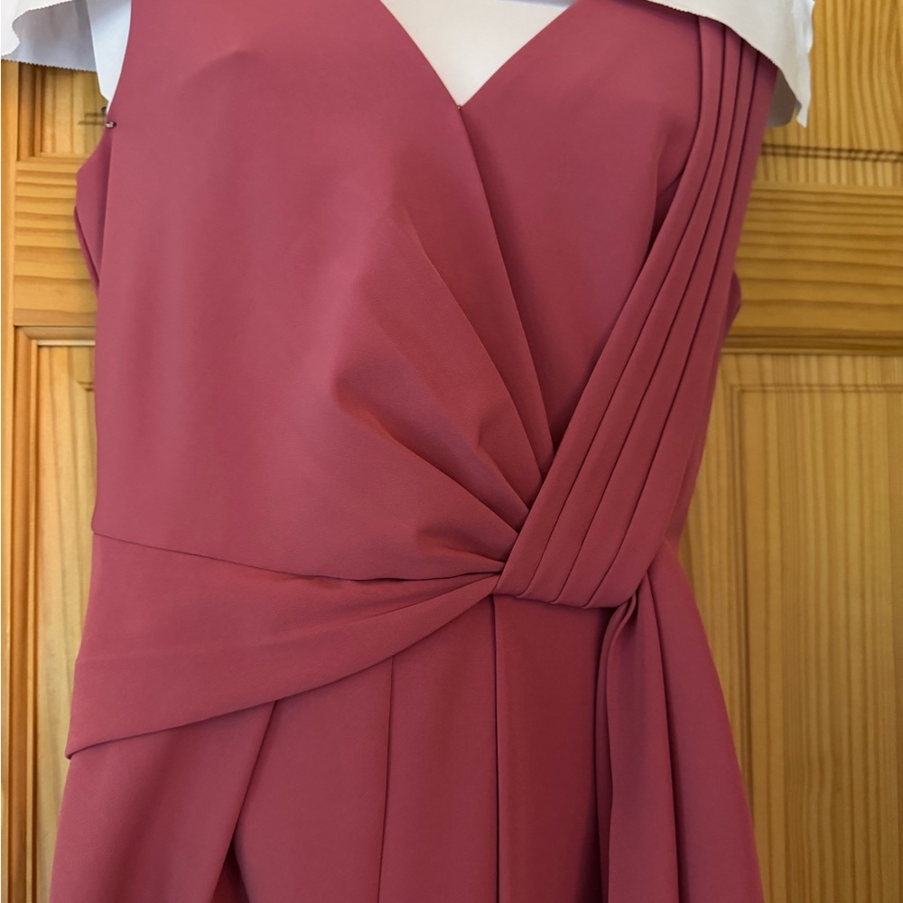 Adrianna Papell Pink Pleated Wrap Sheath Jumpsuit